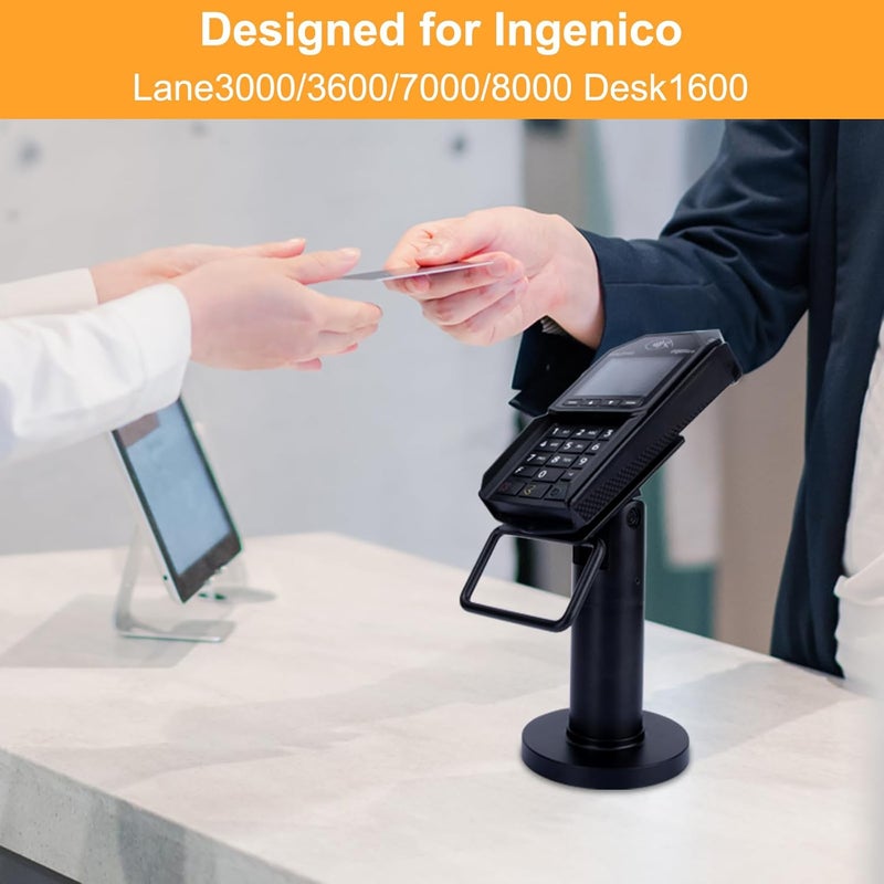 CRIZISTON POS Terminal Stand for Ingenico Lane/3000/3600/7000/8000, Point of Sale Square Card Reader Terminal Holder, Tilt & Swivel Metal POS Stand with Installation Tools, Screw-in & Adhesive, Black - Image 2